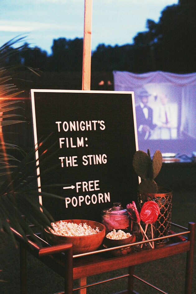 Outdoor movie night snack cart